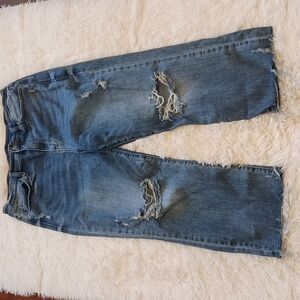 Judy Blue Wide Leg Jeans Ankle Length Distressed